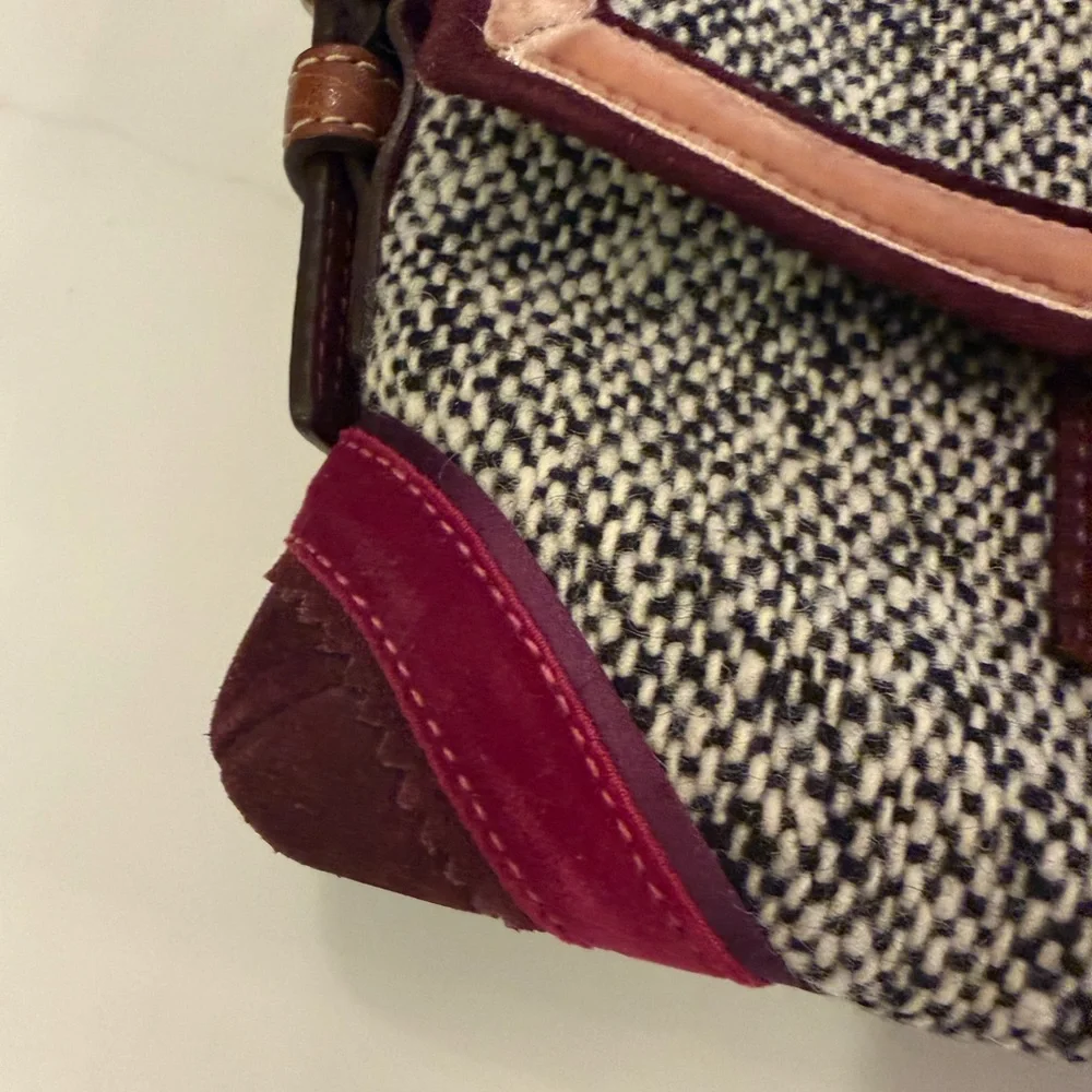 Vintage Coach Limited Edition Y2K purse Soho tweed, burgundy suede and leather - Picture 4 of 10